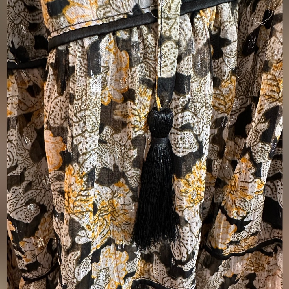 Free People Floral Mini Dress in Tan and Black - Picture 8 of 16
